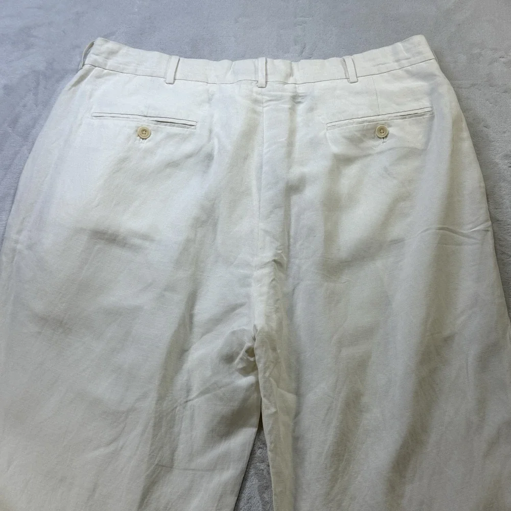 Polo Ralph Lauren Men's 36x30 Ivory Linen Silk Classic Fit Dress Pants